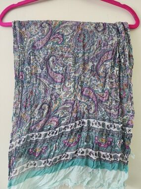 Talbots Lightweight Paisley Scarf in Purple, Teal & White